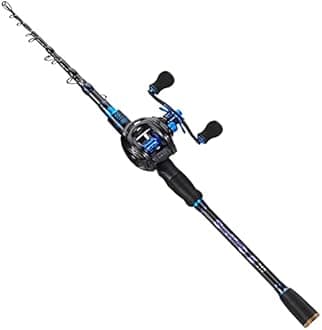 Sougayilang Baitcaster Combo Fishing Rod and Reel Combo, Ultra Light Baitcasting Fishing Reel with Rod Bag for Travel Saltwater Freshwater and Beginner-5.9FT with Left Hand Reel with Rod Bag