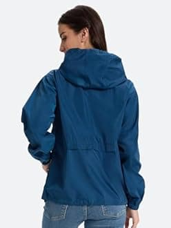 Lightweight Rain Jacket Women Waterproof Breathable Raincoat Packable Hooded Windbreaker