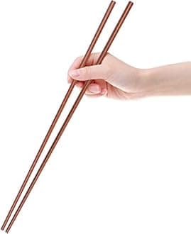 GLAMFIELDS Wooden Cooking Chopsticks for Noodles Frying Hotpot Extra Long Kitchen Chop Sticks 16.5 Inches Brown 2 Pairs