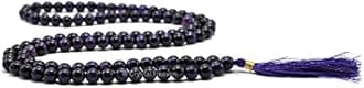 Certified Purple Tiger Cats Eye Crystal Japa Mala Saadi - 108 Beads Buddhist Prayer Beads - AAA Grade Original Healing Gemstone Agate Mala for Yoga Meditation Spiritual Reiki Feng Shui
