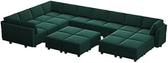 Belffin Modular Large Sectional Sofa with Storage Seat Oversized U Shaped Couch with Reversible Chaise Modular Sofa Set with Ottoman Velvet Green