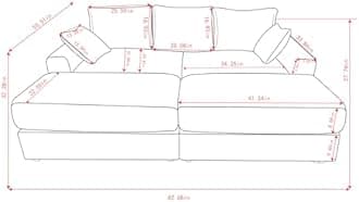 WILLIAMSPACE 82.68" Sectional Sofa Cloud Couch with 2 Ottomans for Living Room, Modern Upholstered 3 Seater Sofa Reading Chair Couch with 2 Pillows, Reclining Sofa Bed, Corduroy (Beige)