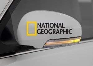 car Stickers for Mirror National geo Graphic for car Mirror Colour Black Size 14.5X 4 cm (Pack of 2)