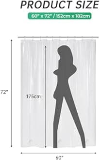 AmazerBath Plastic Shower Curtain, 60" W x 72" H EVA 8G Thick Bathroom Plastic Shower Curtains No Smell with Heavy Duty Clear Stones and 10 Rust-Resistant Grommet Holes-Clear