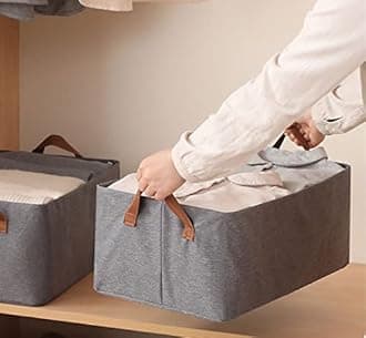 House of Quirk 1pcs Store Wardrobe Organizer For Clothes With Metal Fram Foldable Storage Box, Clothing Storage Boxes For Pants, Shirt, Sweaters, Jeans, Socks (Dark Grey)