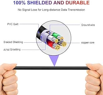 Printer Cable 6M, USB 2.0 A Male to Type B Male Printer Scanner Cable Cord Compatible with HP, Canon, Epson, Dell, Brother, Lexmark, Xerox, Samsung etc (6m/20ft)