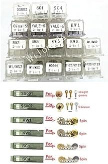 Professional Locksmith Tools SS001 SS002 SS002R SC1 SC4 KW1 KW5 R52 TE2 SC20 M1 AM5 for Door Civil Lock Hand Tool (Color : AM5)