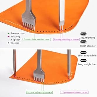 WUTA レザークラフト菱目打ち アップグレードレザークラフト工具 4本 鋼製穴あけツールセット 皮革工芸DIY用 手作道具（4mm 1+2+4+6）