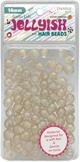 DONNA Kids Jellyish Hair Beads 14mm – Soft Silicone Rubber Bead for Kids Braids and Ponytails, Squishy Glitter Gold Beads for DIY Hair Styling and Braiding Accessories, 1 Pack