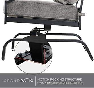 Grand patio Rocking Chairs Patio Chairs Bistro Sets Conversation Chair Indoor Outdoor Chat Set Motion Chair A Comfortable Shake of 5-10° Unique Design Patio Set with Grey Cushions 3-Piece