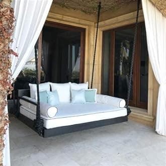 Solid Wood 2 Seater Rope Swing Chair | Wooden Hammock Swing Sofa with Rope & Complete Accessories for Living Room, Indoor, Outdoor, Balcony & Garden | House Big Swings Jhula | Black