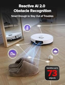 roborock S8 MaxV Ultra Robot Vacuum & Sonic Mop, 10000 Pa Suction, Corner to Edge Deep Cleaning, Hot Air Self-Drying, Auto Empty & Refill, Detergent Dispenser, Obstacle Avoidance,White