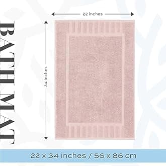 White Classic Luxury Bath Mat Floor Towel Set - Absorbent Cotton Hotel Spa Shower/Bathtub Mats [Not a Bathroom Rug] 22"x34" | 2 Pack | Pink