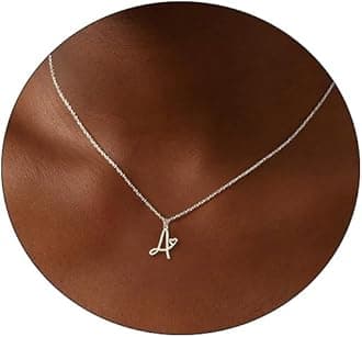 CAROVO Initial Necklaces for Women, Dainty 14K Gold/Silver Letter Pendant Necklace Trendy Simple Cute Necklaces Monogram Name Choker Necklace Jewelry Gift