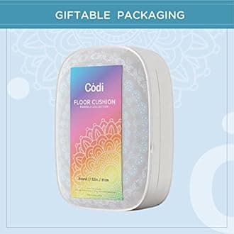 Codi Meditation Floor Pillow, Round Large Pillows Seating for Adults, Bohemian Mandala Circle Cushion for Outdoor Fireplace Yoga Living Room, 32 Inch, Memory Foam Added, Aqua