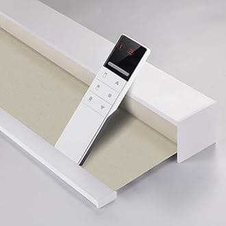 ZSHINE Motorized Blackout Window Blinds Customize Width Remote Control Rechargeable Motor Roller Shades for Windows, Home, Office, Hotel, Club, Restaurant(82026C)…