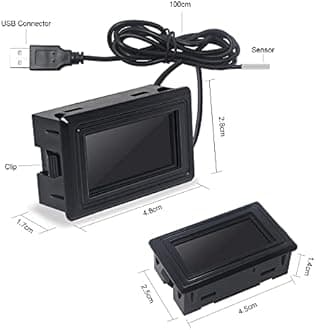 KETOTEK Digital Aquarium Computer Thermometer, USB Car Thermometer Celsius/Fahrenheit LCD Display, Waterproof Sensor Probe Use For Car Computer PC Vivarium Thermometer