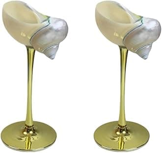 LYFJMUS 2 Pcs Seashell Wine Glasses Wedding Wine Glasses Conch Cup Martini Glasses Cocktail Glass Cup for Birthday Wedding Beach Bridesmaids Anniversary Party