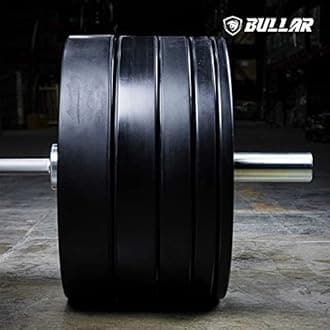 BULLAR Olympic Black Bumper Plates,Rubber Coated spare weight plates 51 mm (15 KG SET (7.5KGX2))
