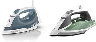 BLACK+DECKER Easy Steam Compact Iron, IR40V, Nonstick Plate, SmartSteam, Anti-Drip, Auto Shutoff & Vitessa Advanced Steam Iron, ICR2020, Even Steam Nonstick Soleplate, Auto Shutoff