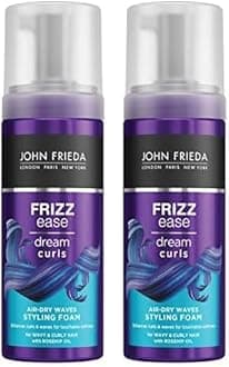 John Frieda Frizz Ease Dream Curls Air Dry Waves Styling Foam 150ml, Wave and Curl Enhancer, Lightweight Anti-Frizz Styling Foam (Pack of 2)