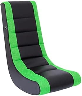 The Crew Furniture Classic Video Rocker Gaming Chair, for Kids and Teens, PU Faux Leather & Polyester Mesh, Black/Green