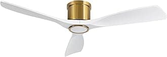 Ovlaim 52 Inch Smart Ceiling Fan with Light and Remote, Indoor 3 Blade White Gold Low Profile Flush Mount Modern Ceiling Fans for Bedroom Living Room