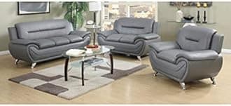 Fabrique Visionary 3+2+1 Leatherette 6 Seater Sectional Sofa Set | Comfortable Furniture for Home Office & Living Room | 4 Year Warranty | Easy to Move with Stainless Steel Legs | Light Grey