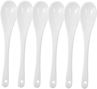 GLEAVI Ceramic Stirring Spoons Long Handle Coffee Stirrer Reusable Mixing Spoons Party Supplies 6pcs Large Soup Stirring Set