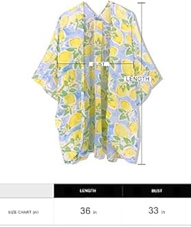 Moss Rose Women's Beach Kimono Coverup Sheer Chiffon Cover Ups, Casual Loose Open Front Cardigan Tops
