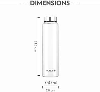 Borosil Crysto Wide Mouth Glass Water Bottle with Stainless Steel Lid | 750ml, Borosilicate Glass, Leakproof, Easy to Carry, Fridge & Dishwasher Safe | Can Use For, Lassi, Juice, Smoothies (4 Pc Set)