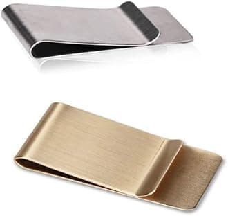 WAFJAMF Small Men's Slim Money Clip Stainless Steel Credit Business Card Holder Pocket Cash Wallet, 26mm Silver1+Gold1, 2Pcs