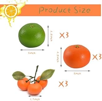 Fake Mini Tangerine Orange Artificial Fruit Mix Large and Small Simulation Fake Lifelike for Home Party Kitchen Festival Decoration 9 pcs