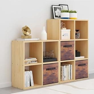 ShellKingdom Storage Bins, Foldable Fabric Storage Cubes And Cloth Storage Organizer Drawer For Closet And Toys Storage, 6 Pack (Retro Wood Pattern)