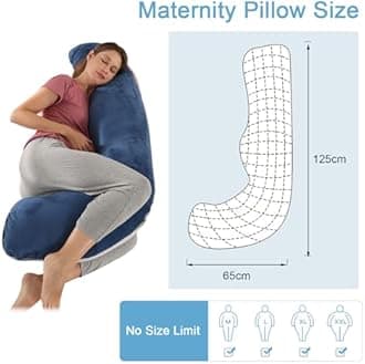 Pregnancy Pillow for Sleeping, J Shape Comfort Velvet Maternity & Body Pillow, Nursing, Support Full Body Pillow for Pregnant, Support Hips, Leg, Back for Pregnancy Pillow with Removable and Washable