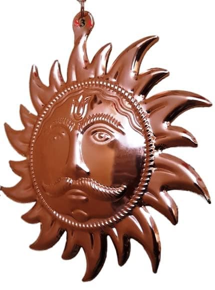 A & S VENTURES Sun Surya Suraj Sharp Rays Copper((Size 20cms) Wall Hanging Decor for Home Shop Factory Main Entrance for Astrology (20x20cms/ 8"X8", Copper)
