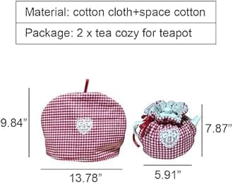 OLizee 2pcs Insulated Tea Cozy for Teapot & Kettle Warmer Cover - Plaid