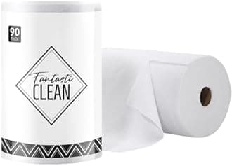 Fantasticlean Microfiber Cleaning Cloth Roll -90 Pack, Tear Away Microfiber Towels, 12" x 12", Reusable, Washable, Scratch Free, Ultra Absorbent Dishcloth for Car, Home Supplies, Pet, Kitchen (White)