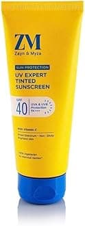 ZM Vitamin C UV Expert Tinted Sunscreen SPF 40, PA +++ For Bright & Glowing Skin | UV Protection | For Dull Skin | Non-Greasy, Quick-Absorbing | No White Cast | UVA UVB Sun Protection | Sunscreen For Women & Men - 100 g