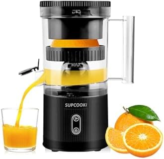 Electric Rechargeable Citrus Juicer - Automatic Squeezer with Touch Button, USB Cable & Cleaning Brush | Portable for Orange, Lemon, Grapefruit | Easy to Clean, Black