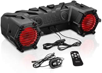 BOSS Audio Systems ATV30BRGB ATV Speaker System - 6.5 Inch Speakers, 1 Inch Tweeters, Built-in Amplifier, Bluetooth, Multi-Color Illumination