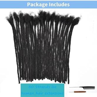 Loc Extensions Human Hair for Women Men Kids 0.6cm Width 16 Inch 30 Strands Natural Black 100% Handmade Permanent Locs Dreadlock Extensions Real Human Hair Can Be Curled and Bleached