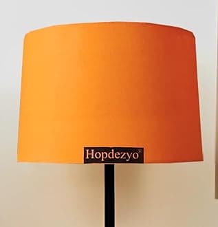 Hopdezyo Designer Corner Metal Floor Lamp with Orange Drum Lamp Shade for Home, Study & Office Decor - Pack of 1