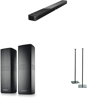 Bose Smart Soundbar 900 Dolby Atmos with Alexa Built-in, Bluetooth connectivity - Black & Surround Speakers 700, Black & OmniJewel Floor Stand, Black