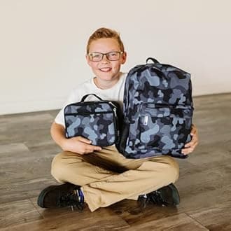 Wildkin Kids Insulated Lunch Box – Durable and Reusable for School & Travel - Black Camo