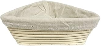 Agile-Shop 6.3 inch European Style Triangle Shaped Banneton Brotform Bread Dough Proofing Rising Rattan Basket with Linen Liner Cloth
