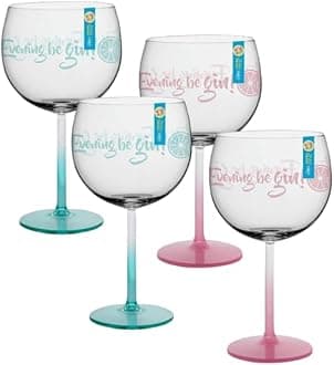 4-Pack Plastic Gin Glasses – Clear, Stylish and Durable, Perfect for Cocktails and Outdoor Events Reusable 600ml BBQ Party Cups G&T Drinkware (4 Pack - Design)
