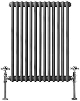 Warmehaus - Traditional Cast Iron Style Anthracite Triple Column Horizontal Radiator 600 x 605mm - Perfect for Bathrooms, Kitchen, Living Room
