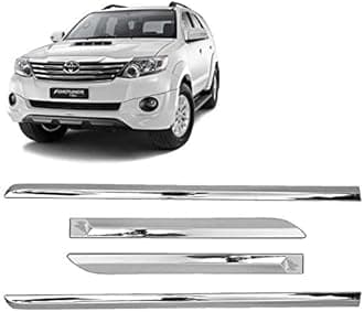 Empica Full Chrome Car Side Cladding Door Beading Protective Garnish Moulding Compatible with Toyota Fortuner (Set of 4 Pcs, Silver)