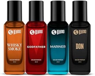 Beardo Perfumes Giftset For Men (Pack of 4 x 20ml) Whisky Smoke, GodFather, Mariner & Don Perfumes | Perfume for Men, Bold & Perfect for Everyday Wear | Long Lasting Fragrance | Gift for Men | Gift for Brother